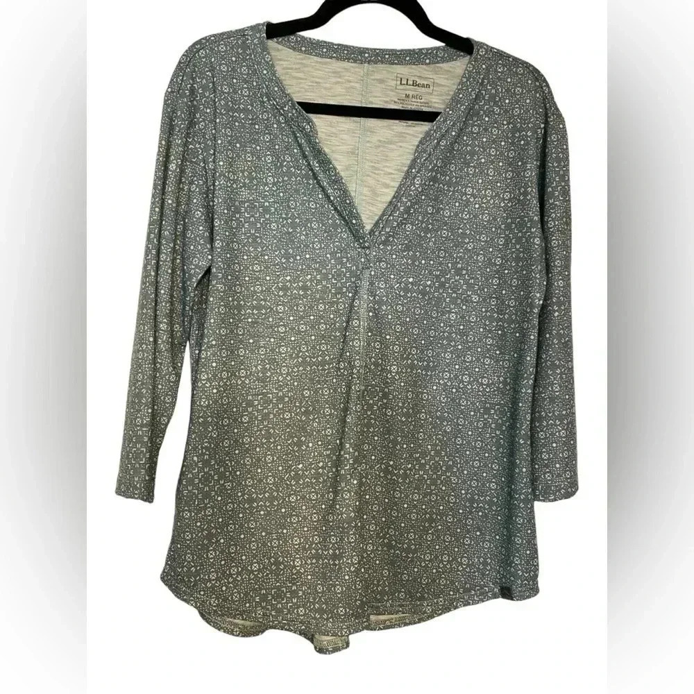 LL Bean women’s stream side shirt size medium green print